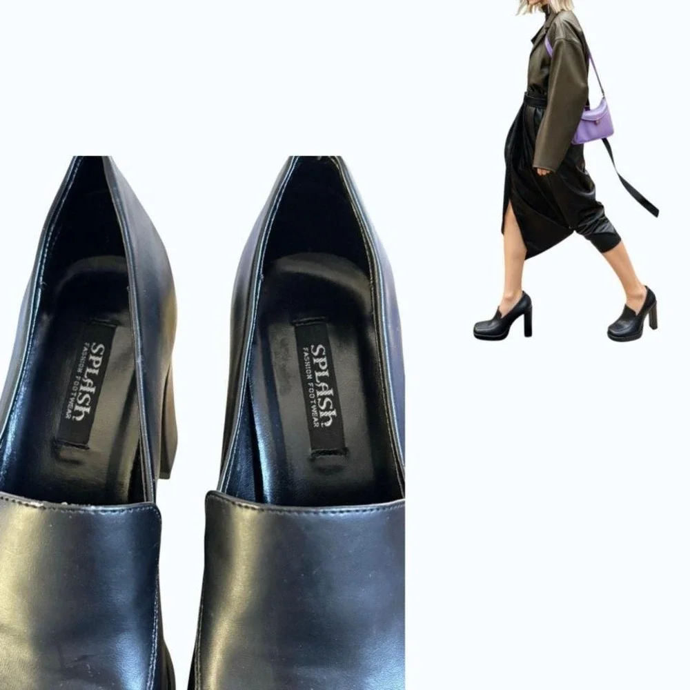 Vintage Y2K Splash‎ Chunky Black Platform Loafers sz. 6 like new🖤